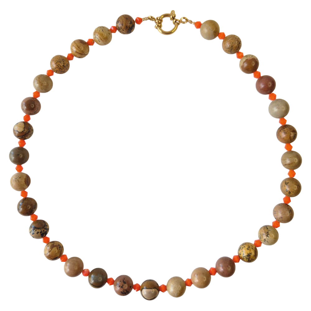 agaat natuursteen oranje facet kralen handgemaakte ketting