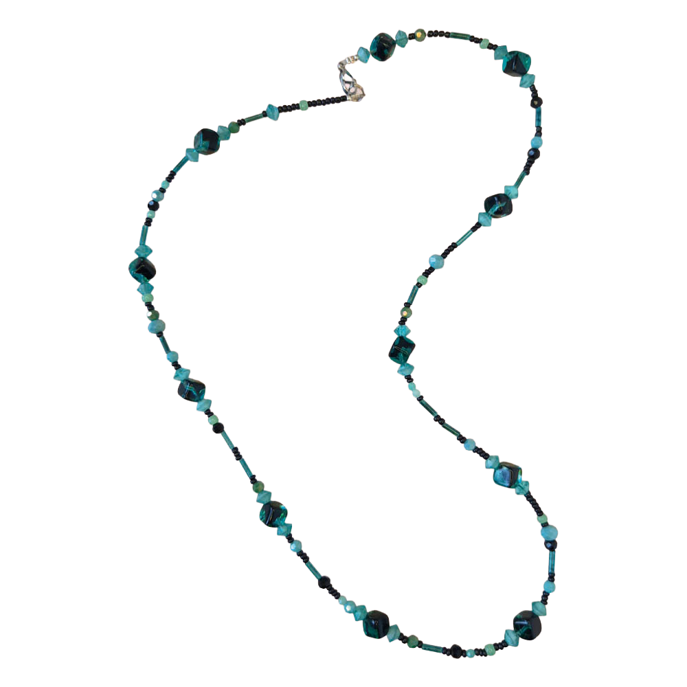 ketting turquiose zwart vintage kralen