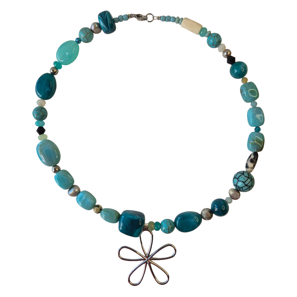 handgemaakte ketting turquoise hanger