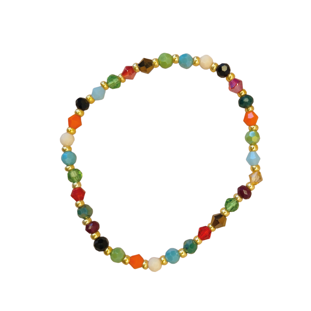handgemaakte armband met verschillende kleuren glas facet kralen
